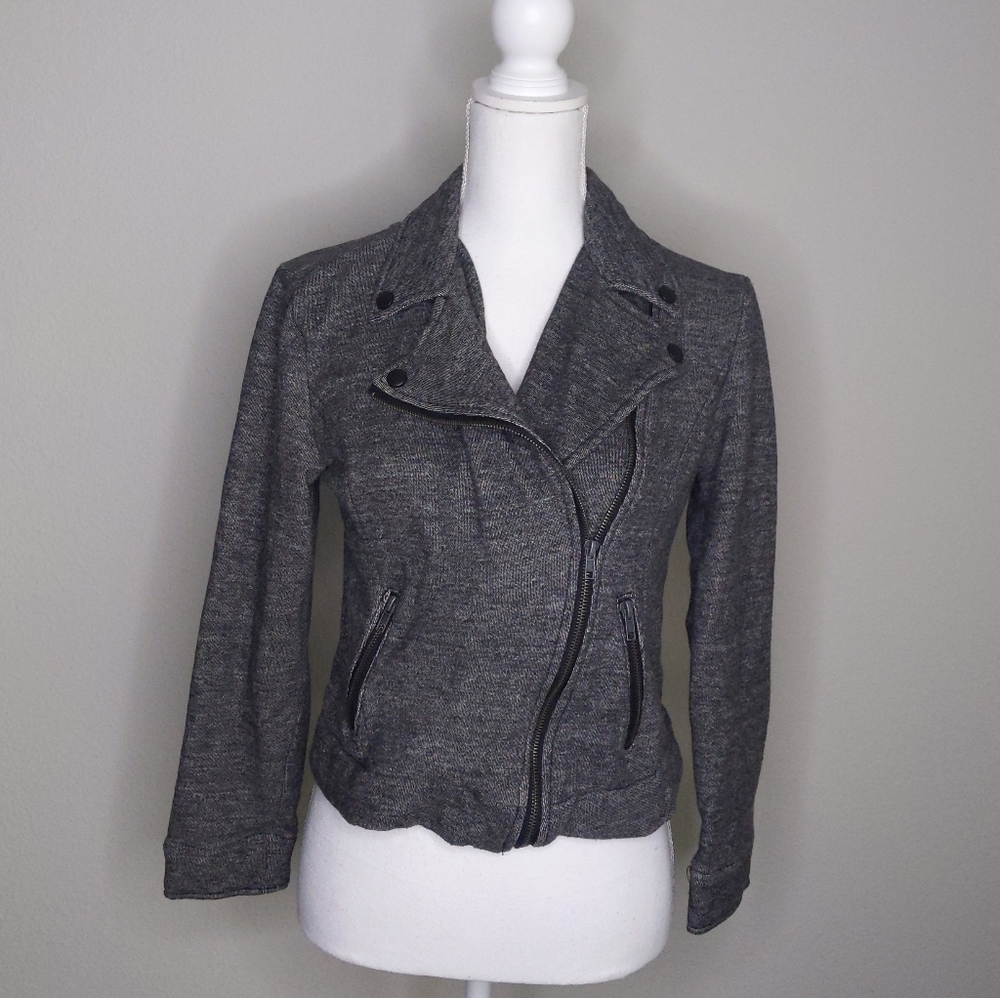 Style Me Casual Grey Moto Jacket Women’s Medium | Cropped Zip Front Biker